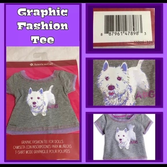 American Girl Graphic Fashion Tee for 18” Dolls Westie Dog Retired NIP - Picture 1 of 4